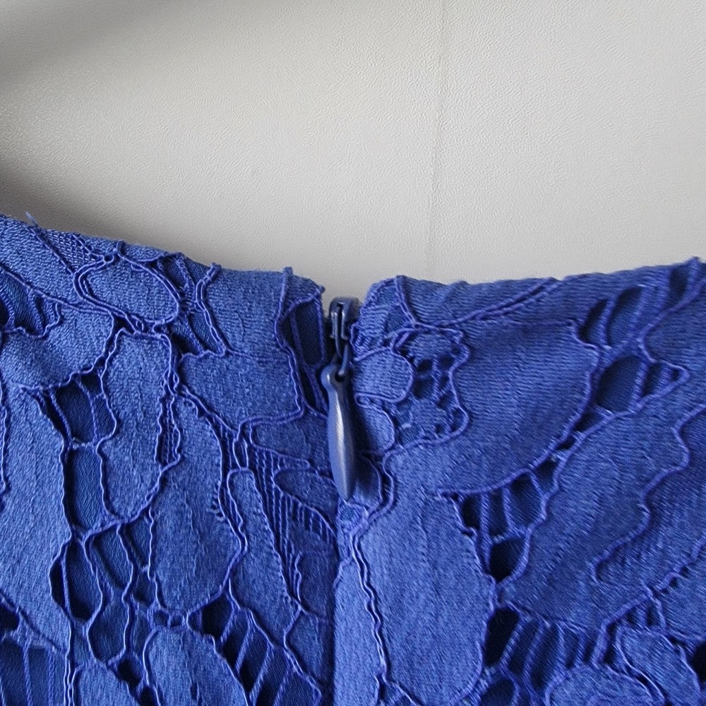 J. Crew women's Cobalt Blue Lace Mini Fit & Flare Full Sleeve Dress size 10 - Picture 5 of 8